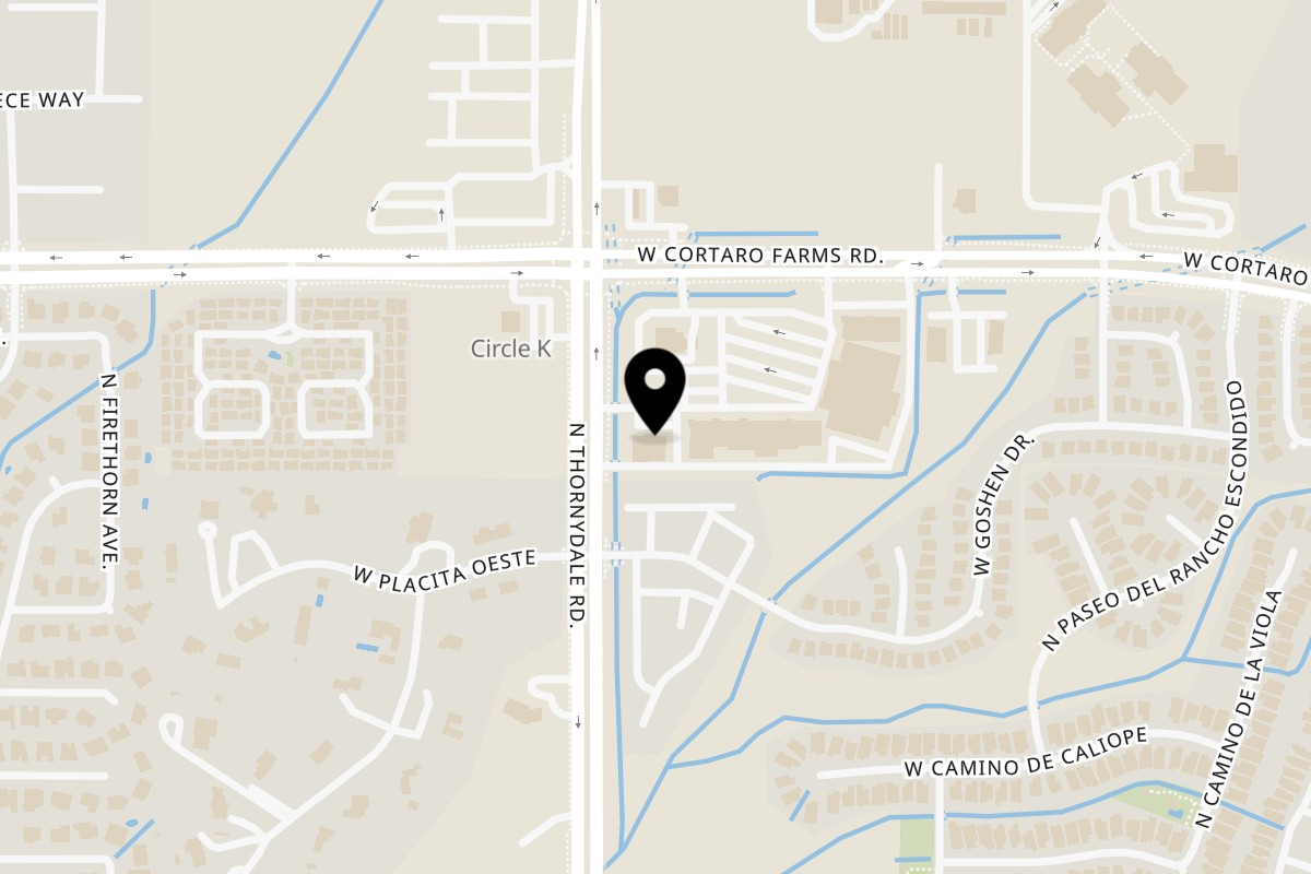 Map showing the location of The Blacktop Grill (Award-Winning Street Food) on 8300 N Thornydale Rd #120 in Tucson